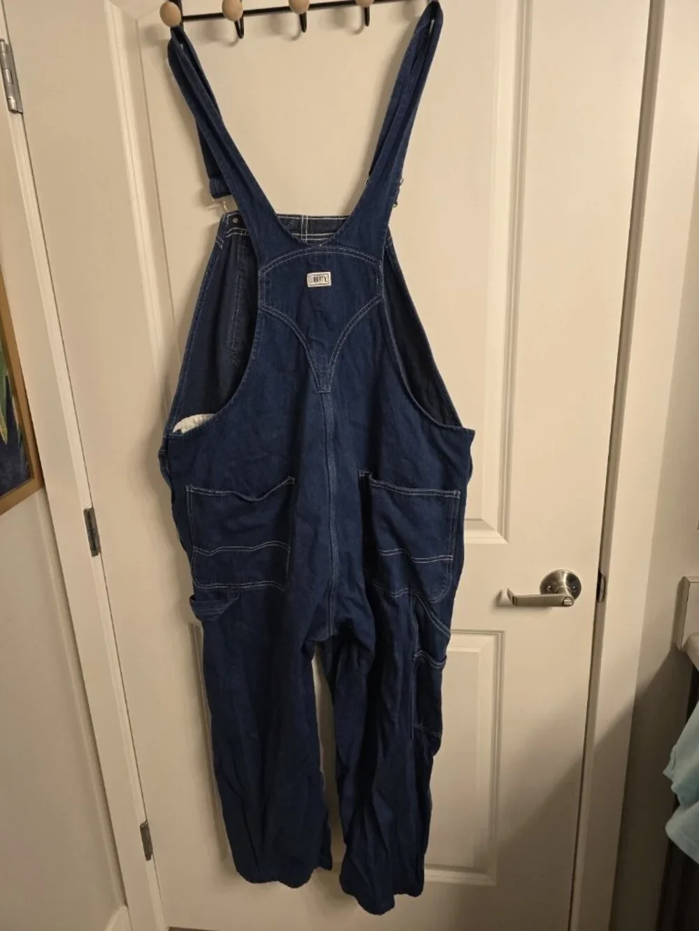 Liberty Bib Overalls Mens 46x28 Blue Denim Carpenter Workwear Zip Bib Vietnam